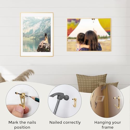 Fun Memories 18x24 Aluminum Poster Frame, 18 x 24 inch Metal Picture Frames with Real Glass Front, Displays 16x20 Photos with Mat or 18x24 Images without Mat - Gold - Set of 2