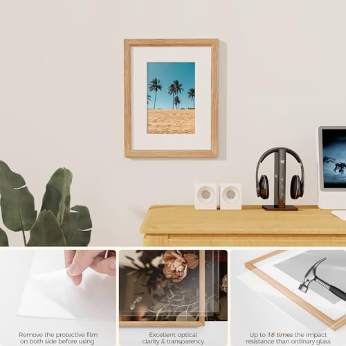 Fun Memories 11x14 Oak Picture Frame for Wall, 11x14 Frame with Matted to 8x10, Solid Wood Picture Frames for Wall Art Photo and Prints (Beige, 3 Pack)
