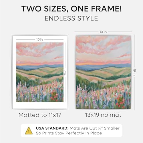 Homeforia 13x19 Silver Picture Frame, High-End Metal, 11x17 Mat, Glass