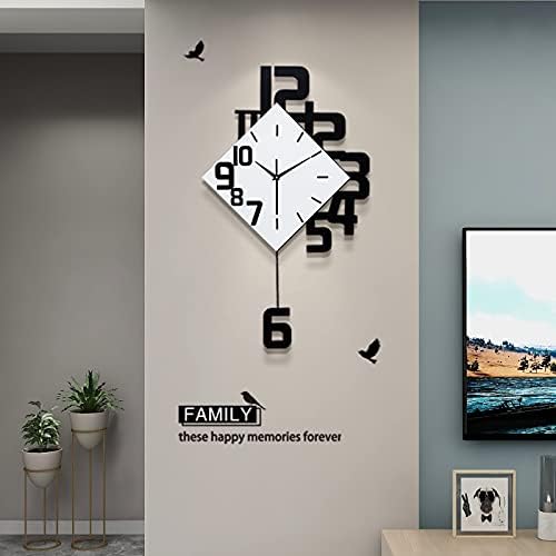FLEBLE Large Wall Clocks for Living Room Decor Pendulum Battery Operated
