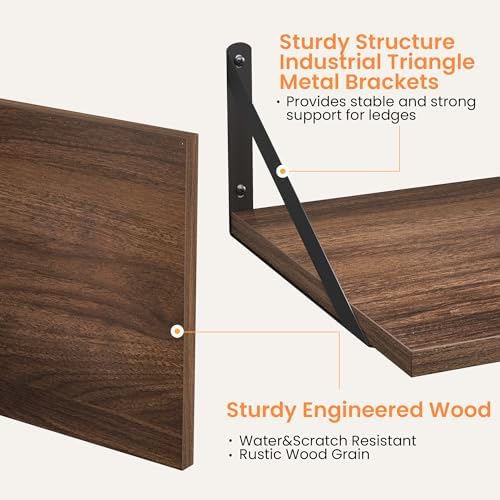 Heimlove 28W x 12D Deep Floating Shelves Set of 2 Walnut