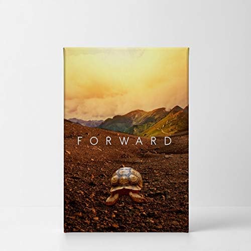 Smile Art Design Forward Inspiring Turtle and Mountain View Motivational Wall Art Canvas Print Inspirational Wall Art Entrepreneur Quote Office Living Room Decor Artwork Gift Ready to Hang 36x24