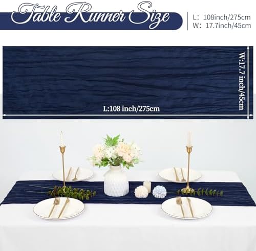 10 Pack Cheesecloth Table Runner 17 x 108 Inch, Navy Blue