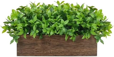 Velener 14" Artificial Boxwood Plants Indoor Centerpiece for Dining Room, Fake Plants in Rustic Rectangular Wooden Planter Box, Farmhouse Faux Plants for Mantel/Kitchen/Bathroom/Coffee Table Decor
