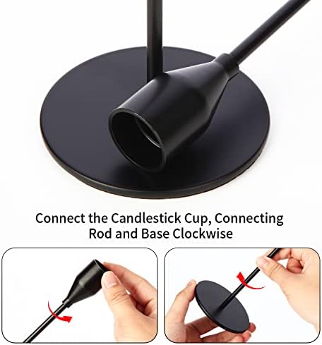 Oatnauxil Matte Black Candle Holders Black Candlestick Holders Metal Candle Holder for Wedding, Dinning, Party, Fits 3/4 inch Thick Candle&Led Candles (Set of 6 Pcs) (Pack of 2)
