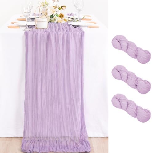 3 Pack Lilac Purple Cheesecloth Table Runner 10ft Boho Table Decor