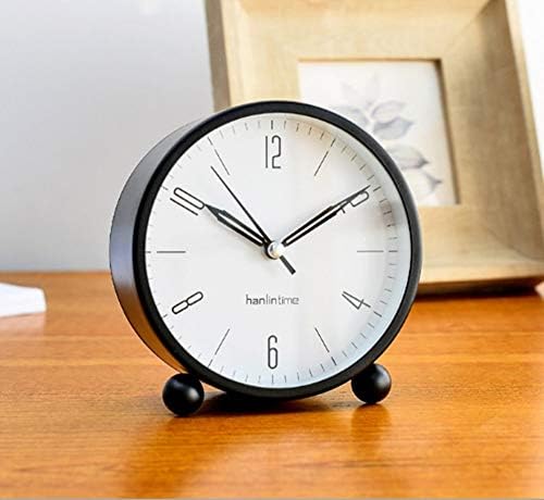 Analog Alarm Clock,Easy Set Small Desk Clock,Non Ticking,with Night Light, Battery Powered Super Silent Alarm Clock,Black
