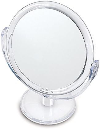 Danielle Creations 6.75-Inch Double Sided Vanity Makeup Mirror with Ultra Vue Glass, 12x Magnfication, Clear Acrylic