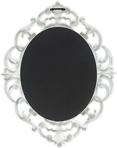 Kole Imports Oval Vintage Wall Mirror, White, 11.5 x 15 Inch