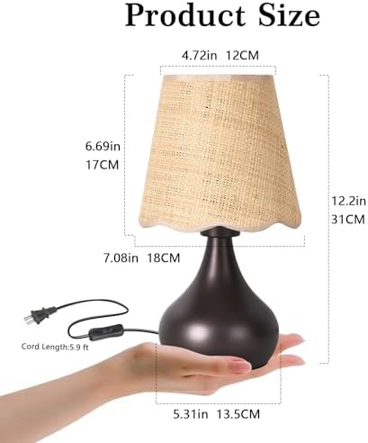 Ziqqeelam Oil Rubbed Bronze Small Table Lamp for Bedside, Farmhouse Bedroom Lamps for Nightstand, Vintage Small Table Lamps for Small Spaces for Bedroom, Kitchen Counter, End of Table, Office