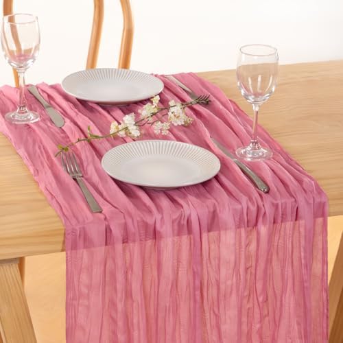 2 Pack Mauve Cheesecloth Table Runner10ft Rustic Sheer Gauze Runner