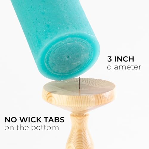 CANDWAX 3x4 inch Pillar Candles Set of 3 – Unscented Dripless Rustic Turquoise Candles for Home Styling, Weddings, Events
