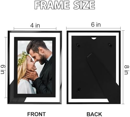 HIKWADERY 4x6 Picture Frames Black - Set of 4, HD Real Glass 4 by 6 Photo Frame for Tabletop Display, Wedding Birthday Mothers Day Gifts (4 x 6, Black)