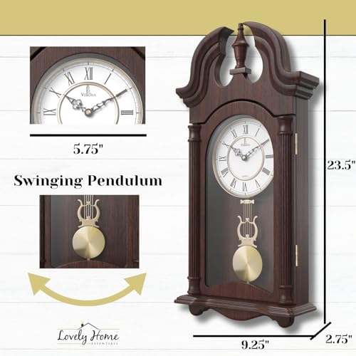 Pendulum Wall Clock, Hanging Wooden Grandfather Wall Clock, Quiet