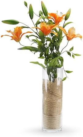 WGVI Quality Thick Weighted Clear Cylinder Glass Vases, 4" W x 12" H, Flower Arrangement Floating Candle Holders Wedding Centerpieces Terrarium Planter Floral Countertop Storage Container, 1 Piece