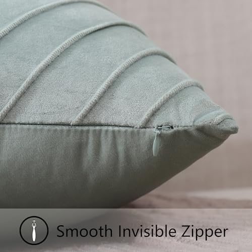 Velvet Throw Pillow Covers 24x24 Pack of 2 Gold Decor Mint Green