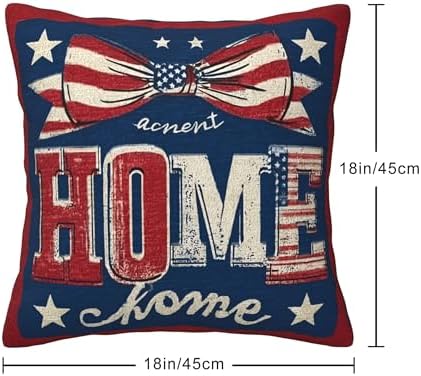 4th of July Throw Pillow Covers Set of 4 Decorative Soft Double Sided Print Pillow Case Farmhouse Home Decor for Living Room Sofa Couch 18x18