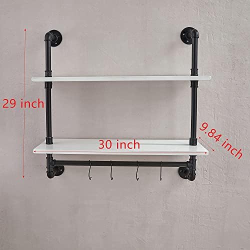 ROGMARS White Floating Wall Shelves Industrial Pipe Shelving 30 Inch