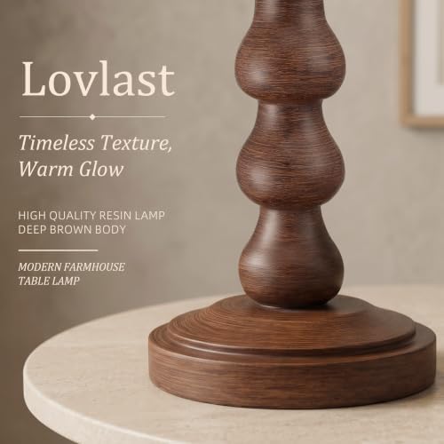 27" Farmhouse Table Lamps Set of 2 for Living Room, Brown Lamps for Bedroom