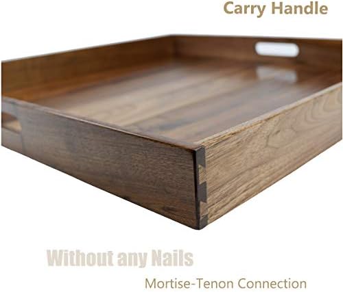 24"x 24" Extra Large Square Black Walnut Wood Ottoman Tray