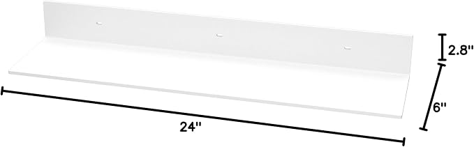 Sezanrpt 24 Inches Acrylic Wall Shelves 2 Pack, Floating Shelf for Wall Mounting, Acrylic Display Ledges for Funko Pop Figures, Home Décor, Living Room, Gaming Room, Plants(24 inch, White)
