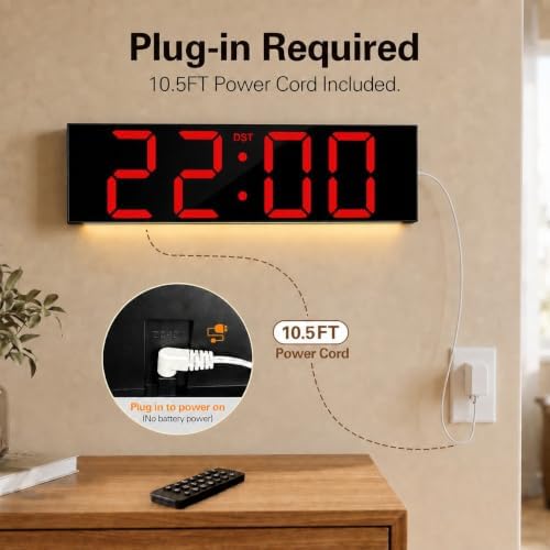 JALL 22" Extra Large Digital Wall Clock, Giant LED Display with Remote Control, Digital Clock with Jumbo Numbers, Countdown Timer for Gym, Office, Living Room, Classroom, Home Décor, Warehouse