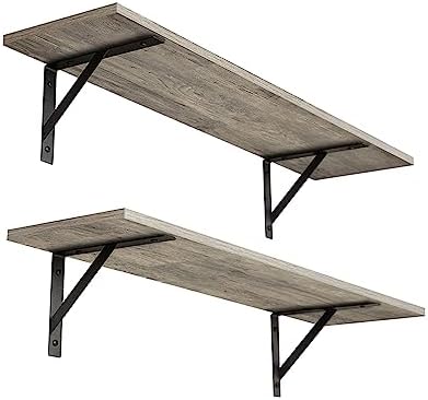 DINZI LVJ Wall Shelves, 23.6" Long Floating Shelves with Metal Brackets