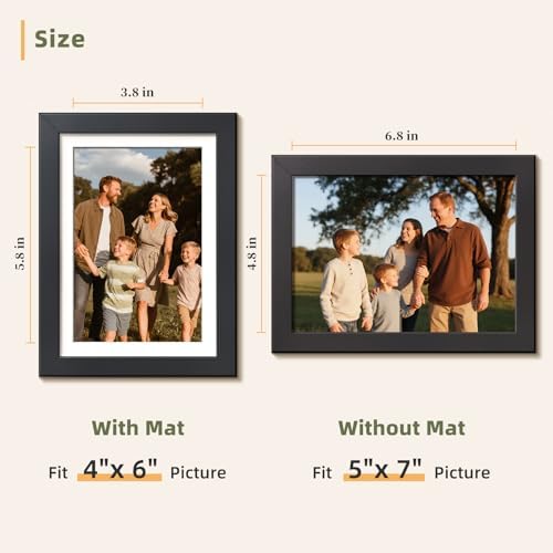 HappyHapi 5x7 Picture Frames Set of 10, Wall or Tabletop Display, Black