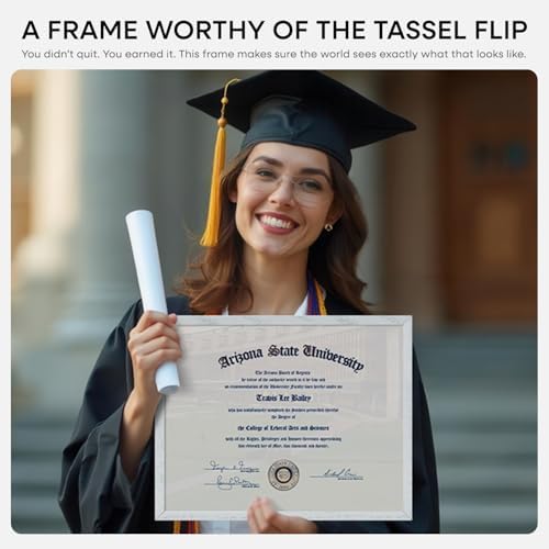 Homeforia 11x14 Black Oak Diploma Frame, High-End Wood, 8.5x11 Mat, Glass