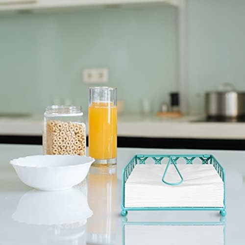 Blue Donuts Lattice Collection Napkin Holder – Napkin Holders for Tables, Dining Table Napkin Holders for Kitchen, Flat Napkin Holder, Turquoise