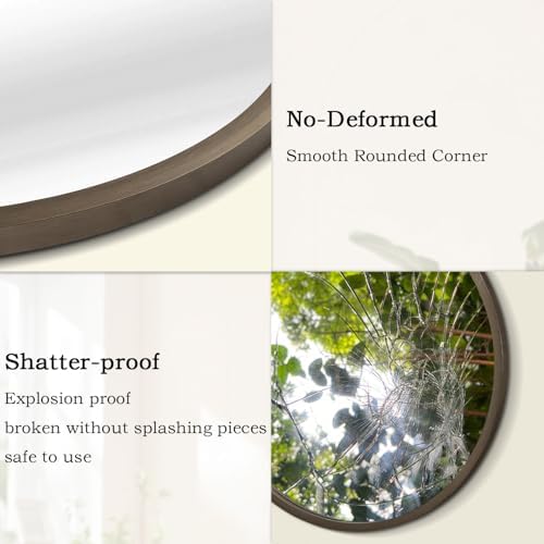 AOAOPQ Wall Mirror Modern Aluminum Tempered Glass Framed Bathroom Mirror for Wall Modernist Style Anti-Rust Hanging Bathroom Vanity 20 Inch Caffe