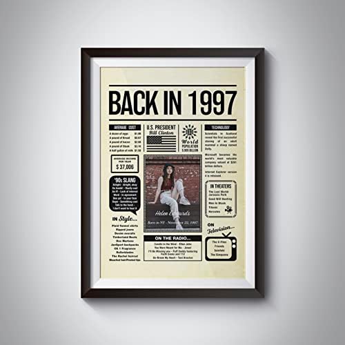 Personalized 28 year old birthday gifts - Back in 1997 Poster - Centerpiece Table Decorations 28th Birthday Party - Custom Born in 1997 Newspaper Vintage Poster for Him, Her