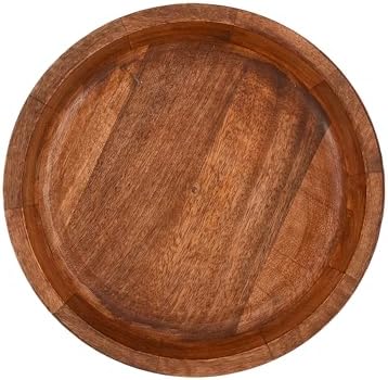 Samhita Mango Wood Round White Decorative Bowls for Rustic Home Decor Table Centerpieces Home Party Wedding Décor (10" x 10" x 2.5")