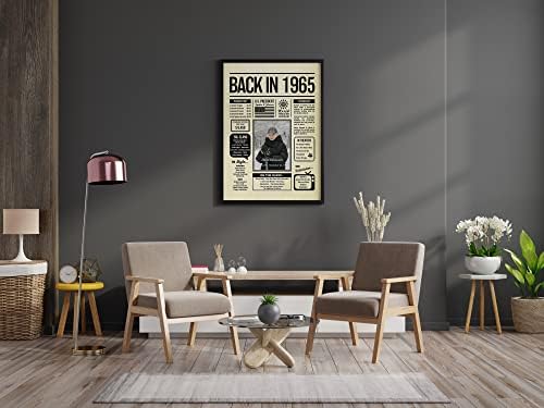 Personalized 60 year old birthday gifts - Back in 1965 Poster - Centerpiece Table Decorations 60th Birthday Party - Custom Born in 1965 Newspaper Vintage Poster for Men, Women