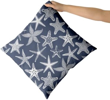 Giwawa Nautical Starfish Throw Pillow Covers 20"x20" Navy Blue Coastal Beach Themed Decorative Cotton Pillow Cases Summer Ocean Cushion Covers Set of 2 for Sofa Couch Bedding Living Room