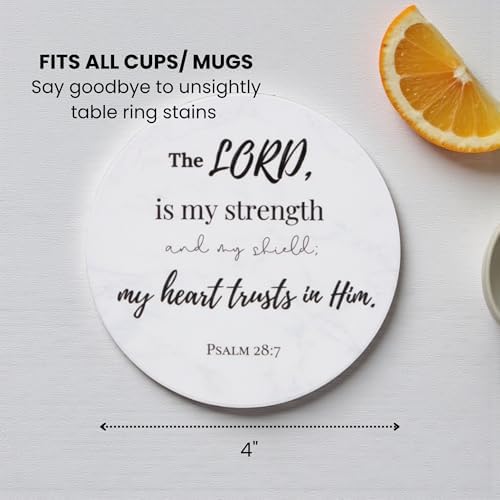 Christian Coasters Set of 6 with Holder, Absorbent Ceramic Faith Gift