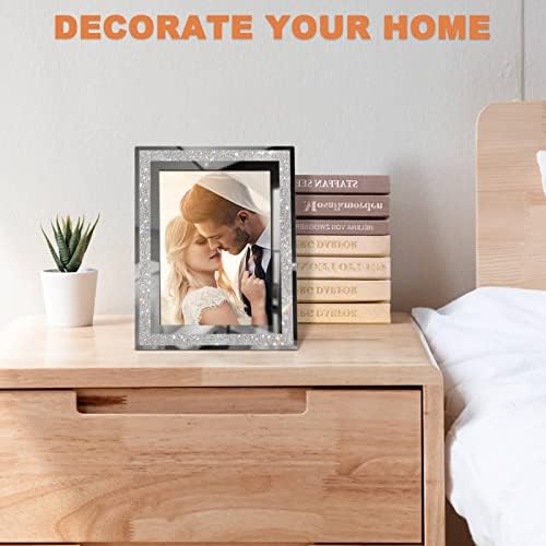 5x7 Picture Frames Set of 4, Glitter Glass Photo Frame for Tabletop Display, Gifts Picture Frame, Horizontally or Vertically