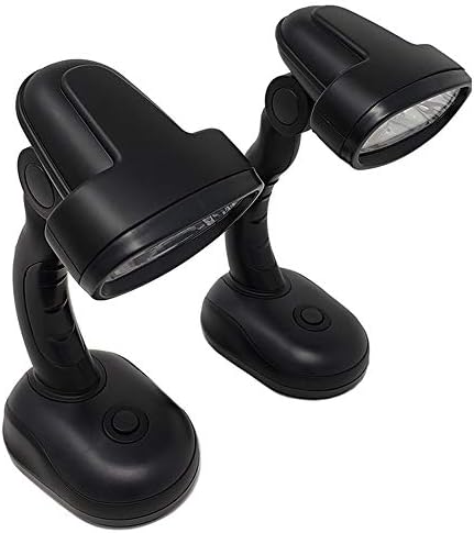 Set of 2 LED Black Desk Reading Lamp and Portable Study Lamp with 12 Led Bulbs and Bright Study Lamp for Work Station Illumination & Emergency Situations and Battery Operated Reading Lights