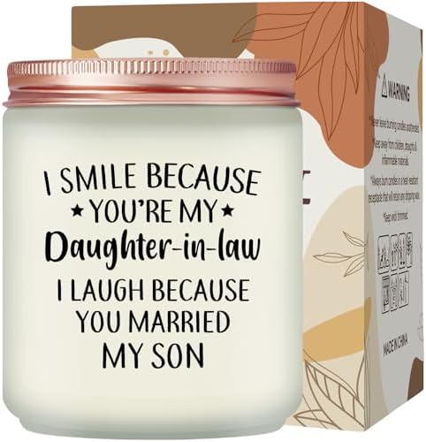 Maybeone Mothers Day Gifts for Daughter in Law - Daughter in Law Gifts for Christmas Birthday Wedding from Mother in Law - I Smile Because You are My Daughter-in-Law - Lavender Scented Candle