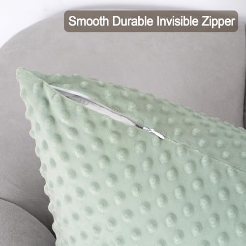 PHF Minky Dot Euro Sham Covers 26"x 26", 2 Pack Soft Cozy Minky Bubble Real Velvet Throw Pillow Covers, No Insert, Home Decorative Euro Pillow Cases for Couch Sofa Bed, Sage Green