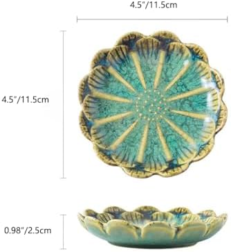 Lotus Ring Holder Dish Small Indoor Ash Tray, Ceramic Dessert Plate Trinket Jewelry Holder Organizing Necklace Earrings for Parents Friends Sister, Deep Green. All Jewelries Are NOT Included.