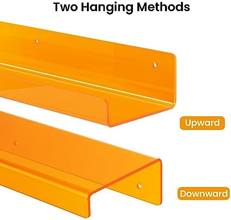 upsimples 4 Pcs 15" Acrylic Shelves for Wall Decor and Display, Orange