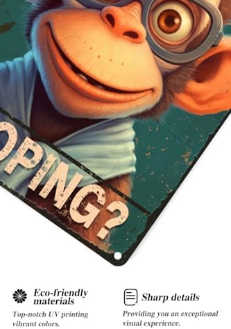 Are You Pooping Monkey Bathroom Funny Novelty Metal Sign Retro Wall Decor for Home Gate Garden Bars Restaurants Cafes Office Store Club Sign Gift Plaque Tin Sign 12x8 INCH(4118)