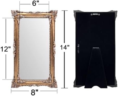JANDERART Small Vintage Mirror 8x14 for Wall or Desk, Antique Bronze | Antique Ornate Decorative Mirror, Vanity Makeup, Resin Frame