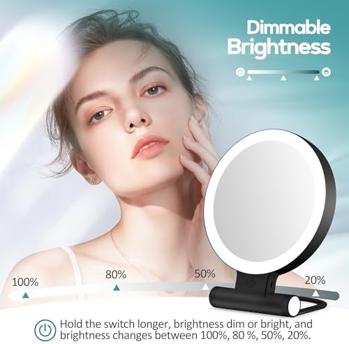 B Beauty Planet Magnifying Mirror with Light 30X, Double-Sided 1X/ 30X Magnifying Makeup Mirror with Tweezer, 2000mAh 3 Colour Modes with Adjustable Brightness,Foldable Compact Travel Mirror(Black)