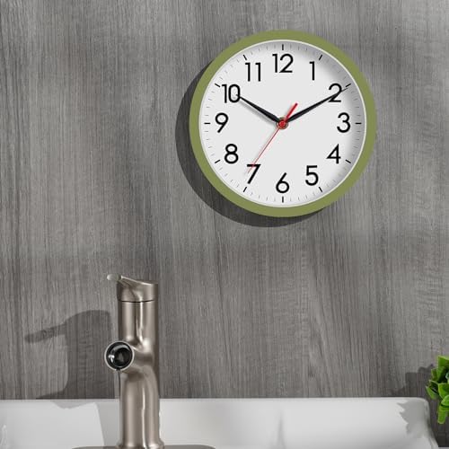 AKCISOT 8 Inch Wall Clock, Silent Battery Operated Analog Clock, Green | Small Size | Bedroom | Office | Kitchen | Bathroom | Classroom | Modern | Easy to Read