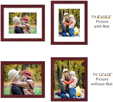 Picrit 12x16 Picture Frame Set of 12, Gallery Wall Frames, Dark Red Wood