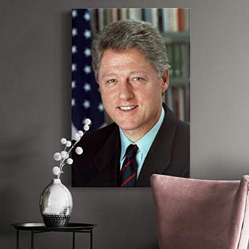 Renditions Gallery Bill Clinton Presidental Portrait Wall Art, Premium Gallery Wrapped Canvas Decor, Ready to Hang, 48 in H x 32 in W, Made in America Print
