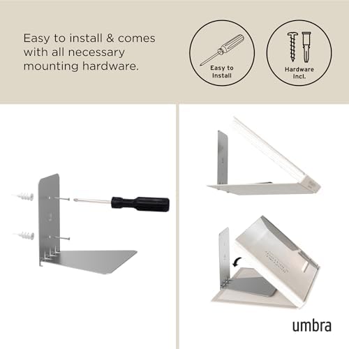 Umbra Conceal Floating Bookshelf, Metal Wall Shelf, Set of 3, Small, Silver