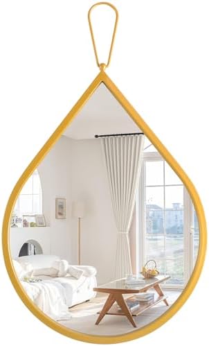 Teardrop Wall Mirror Gold Metal Framed Decorative Mirror Unique Shaped Modern Wall-Mounted Entryway Hallway Bathroom Living Room Vanity Mirror 16 x20 Inches